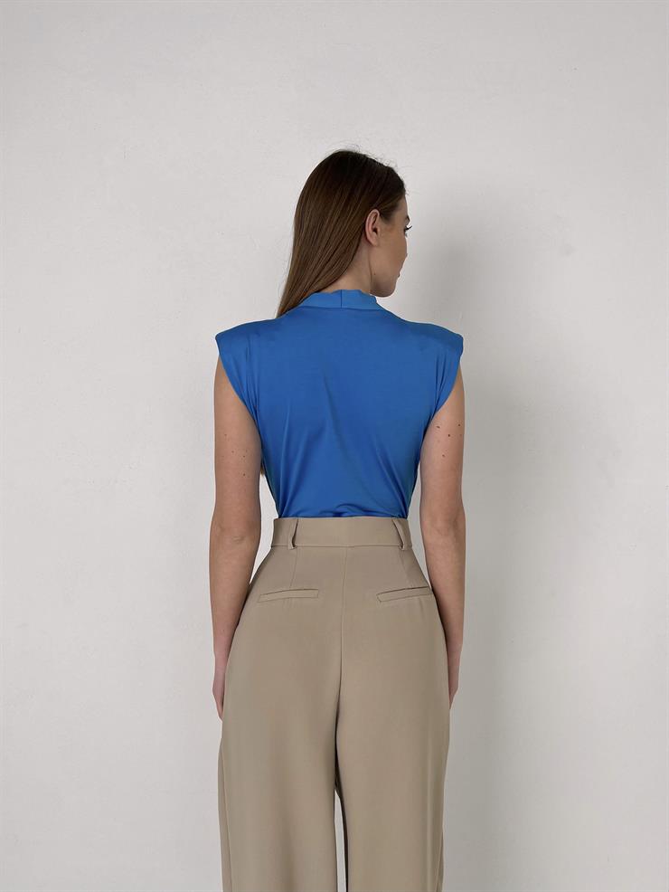 Vatkalı Kolsuz Kruvaze Garrison Kadın Mavi Bodysuit 22Y000066