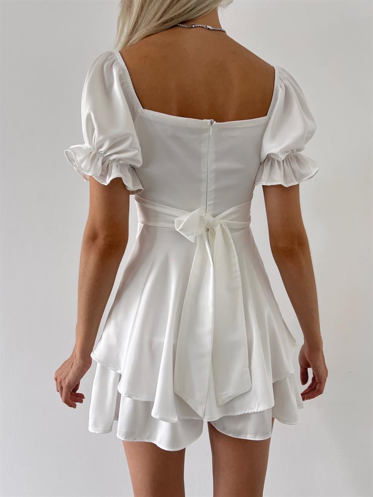 Önü Büzgü Detaylı Belden Oturtmalı Ve Kuşaklı Gowu Kadın Ekru Şort Tulum 23Y000558