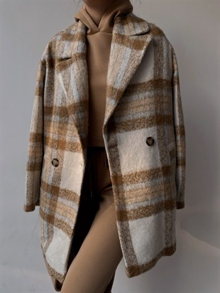 Ekose Kaşe Gretchen Kadın Camel Kaban 22K000323