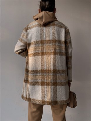 Ekose Kaşe Gretchen Kadın Camel Kaban 22K000323
