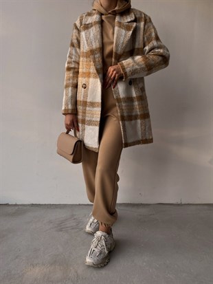 Ekose Kaşe Gretchen Kadın Camel Kaban 22K000323