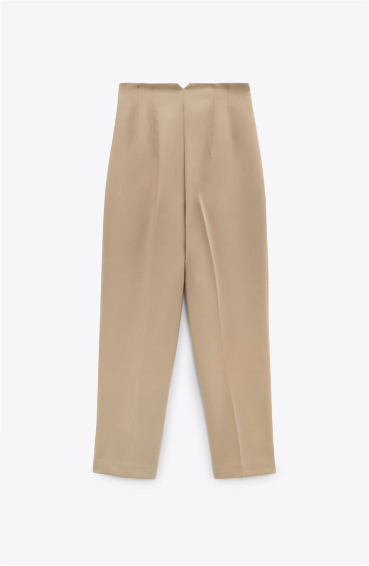 Havuç Model Dekoratif Pensli Yüksek Bel Kadın Camel Pantolon 21K000071