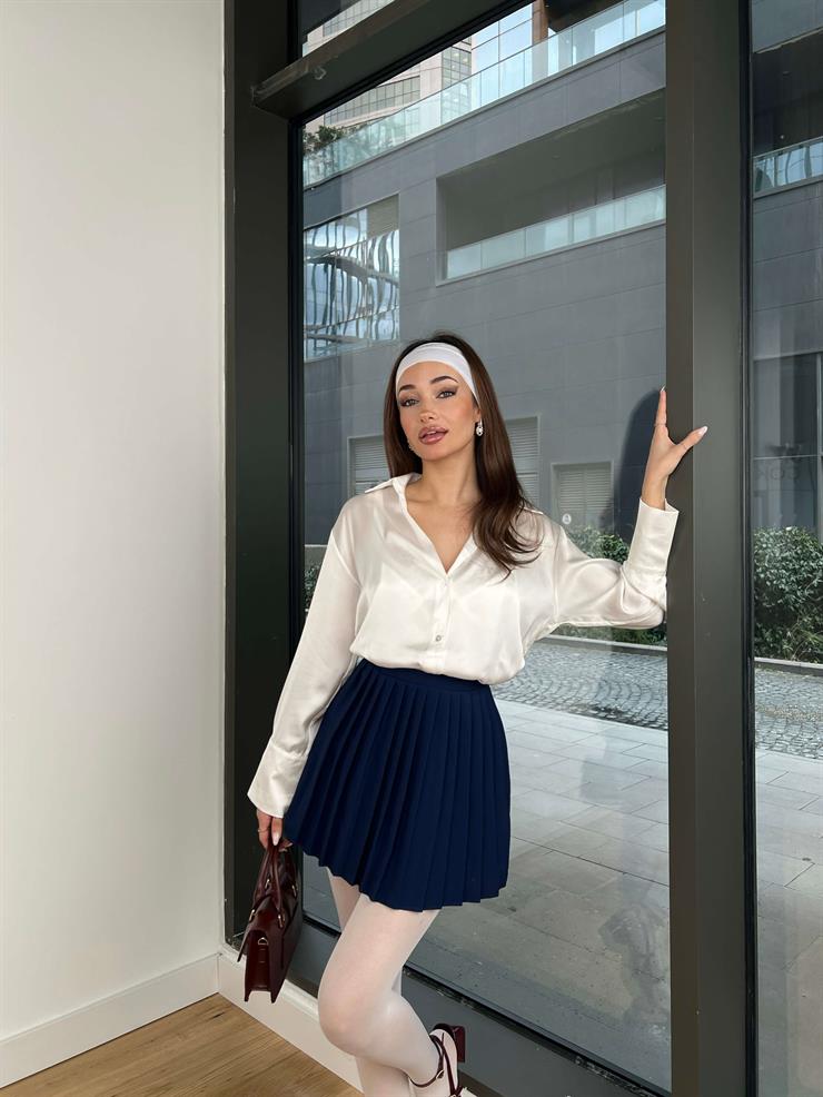 Heilo Kadın Beyaz Basic Saten Gömlek 24k356