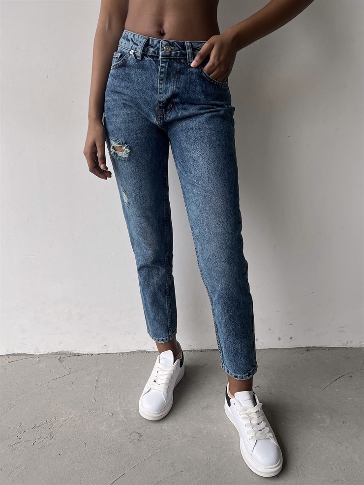 Yanları Cepli Helen Kadın Mavi Jean 22K000551