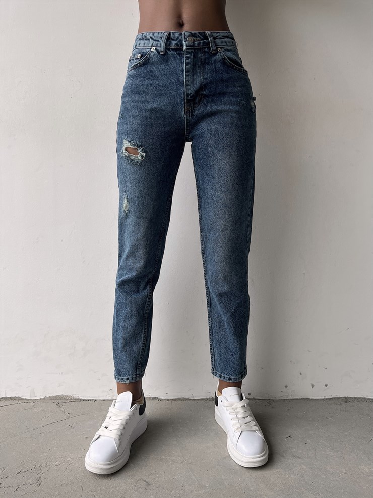 Yanları Cepli Helen Kadın Mavi Jean 22K000551