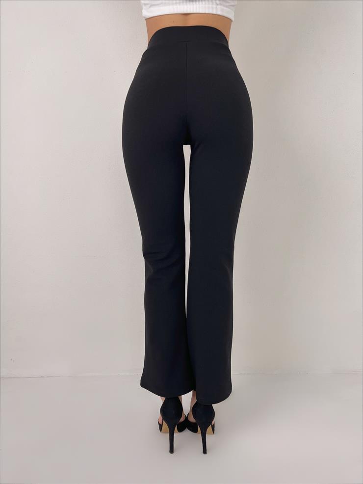 Önü Düğme Kapamalı Paçası Bol Hily Kadın Siyah Palazzo Pantolon 23Y000040