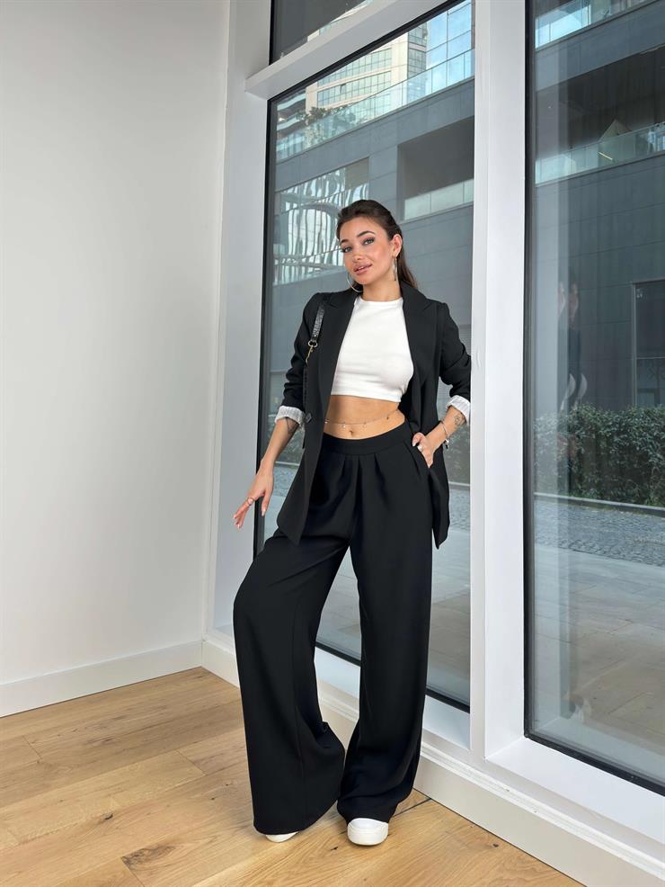 Önü Düğme Kapamalı Human Kadın Siyah Blazer Ceket 24Y139