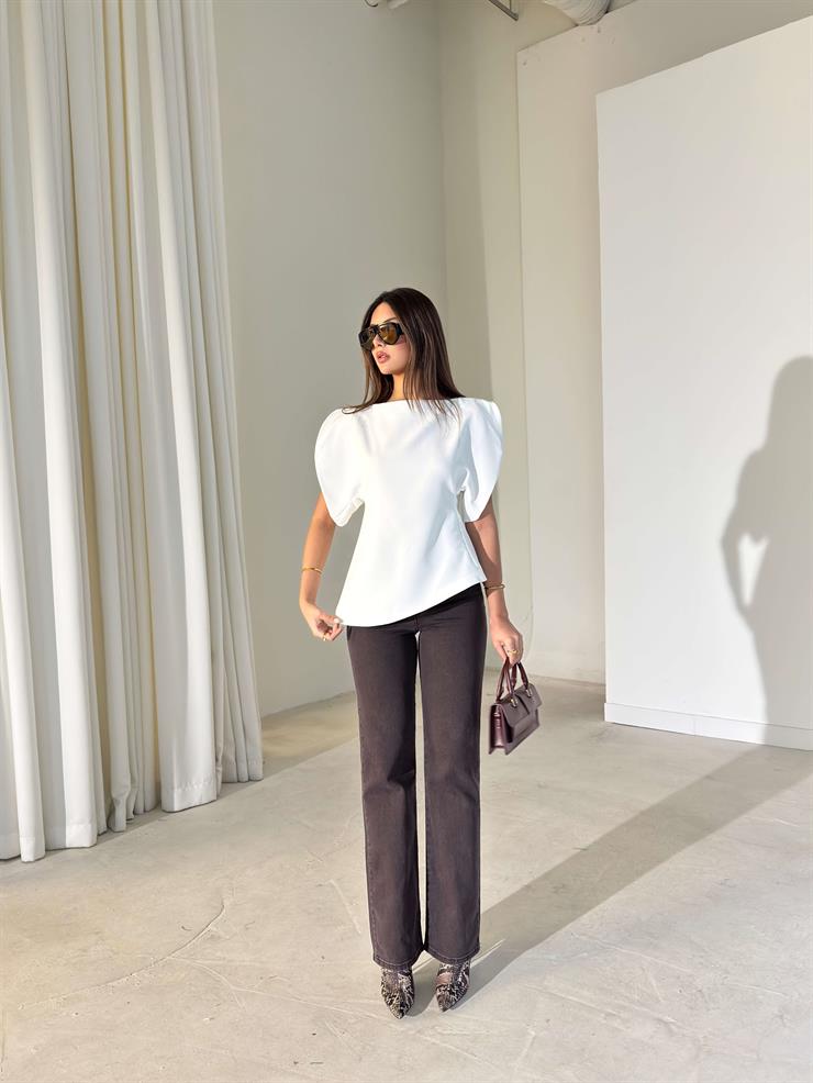 Düğme Detaylı Fermuarlı İrona Kahve Kadın Jean 26K408