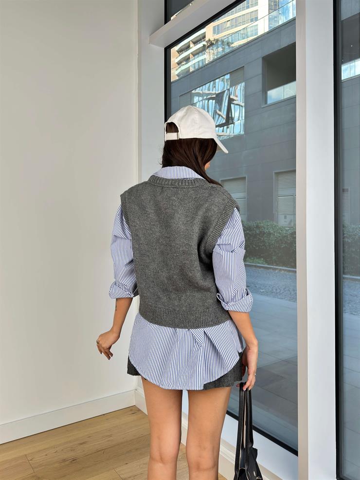 V Yaka Jahleel Füme Kadın Süveter 25K149