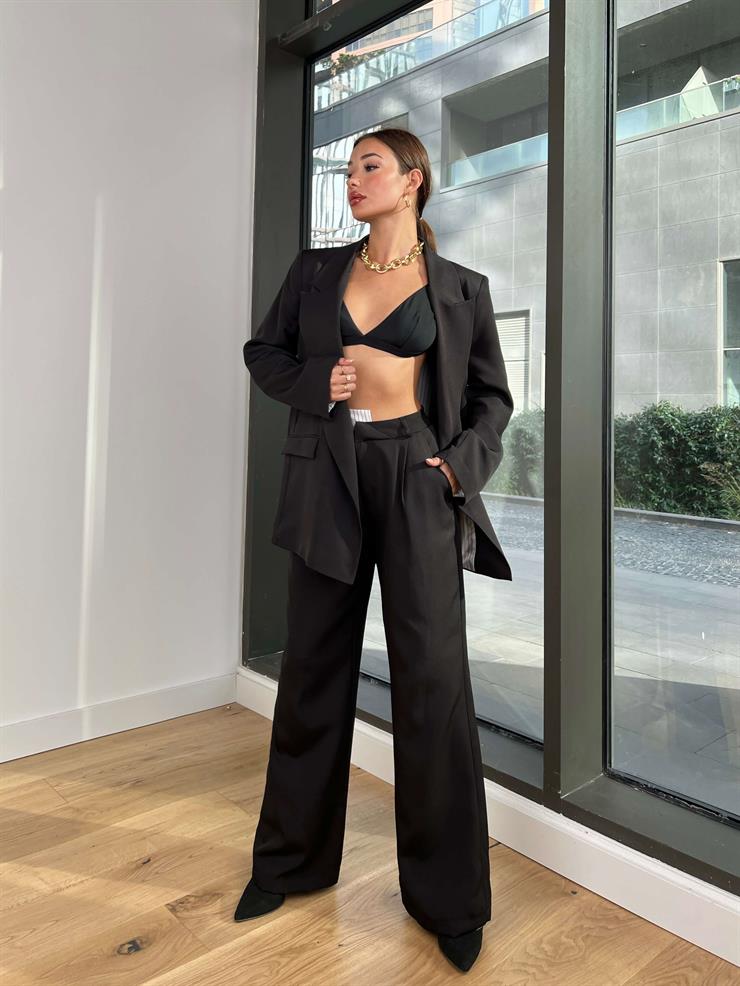 Oversize Jasiel Kadın Siyah Blazer Ceket 24k216
