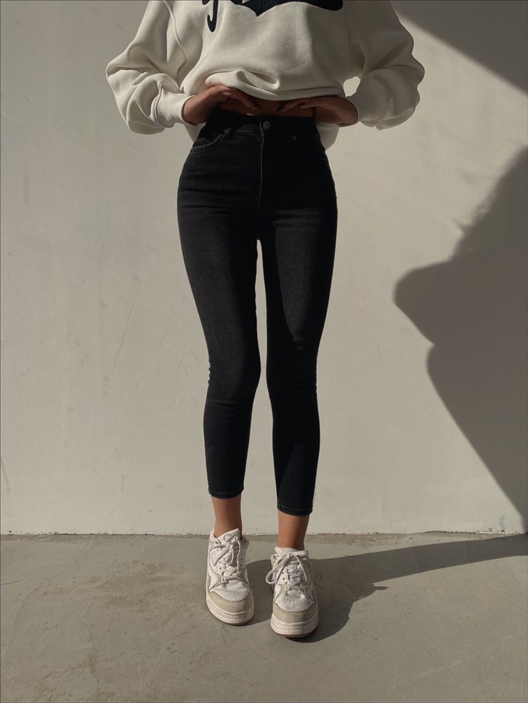 Jean Yüksek Bel Joni Kadın Antrasit Pantolon 22K000180