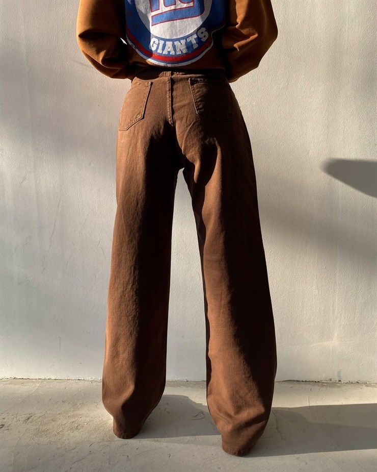 Jean Yüksek Bel Palazzo Kadın Kahverengi Pantolon 22K000179