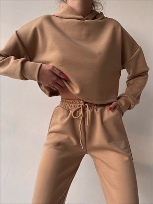 Kapüşonlu Kısa Joelle Kadın Taş Renk Sweatshirt 22K000337