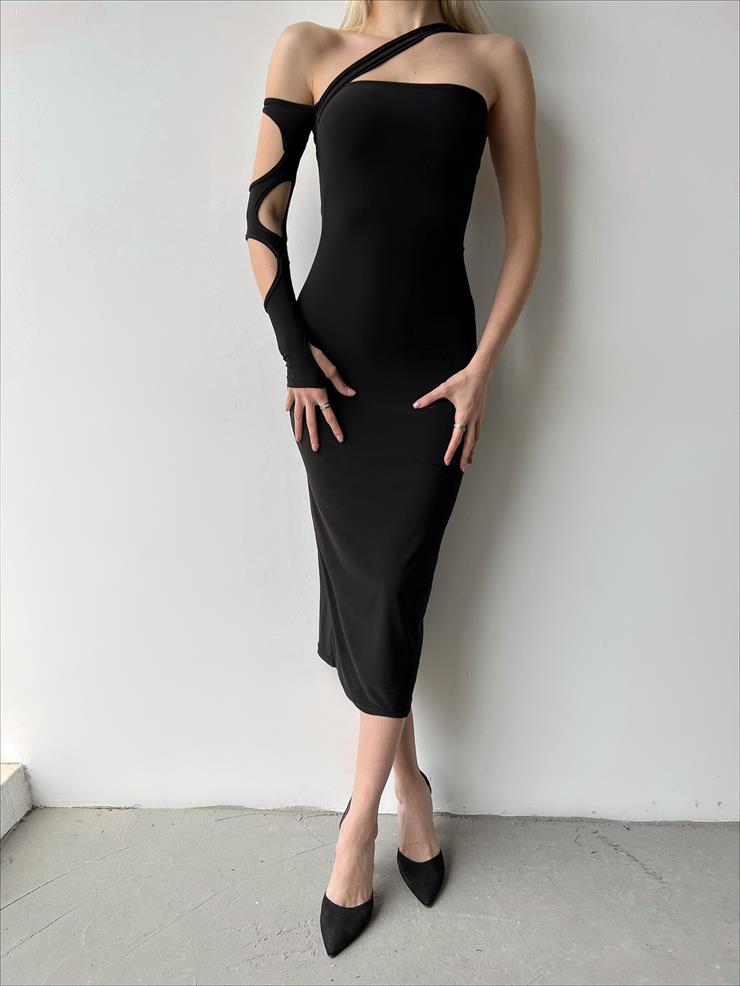 Çapraz Askılı Kol Detaylı Joseph Kadın Siyah Elbise 23Y000226