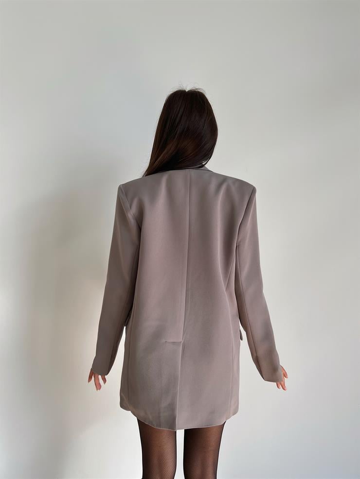 Tek Düğme Kapamalı Jucimar Kadın Antrasit Blazer Ceket 24k000103