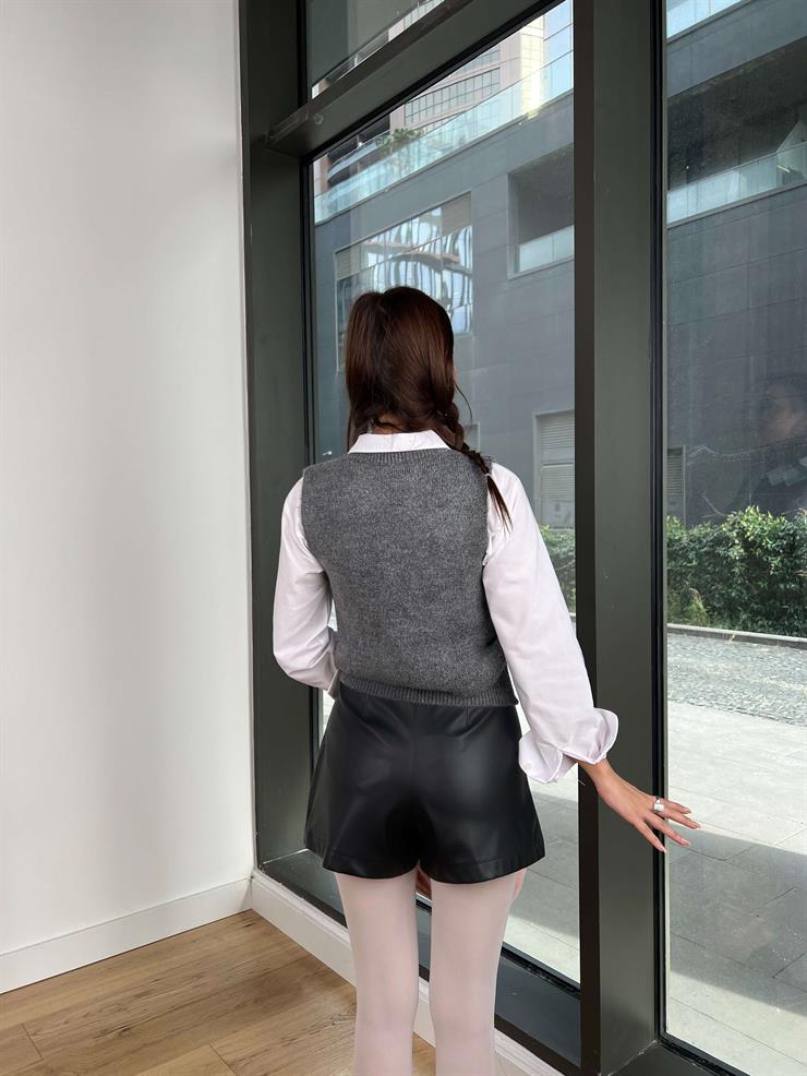 Bel Kısmı Lastikli Juliana Kadın Gri Süveter 24k358