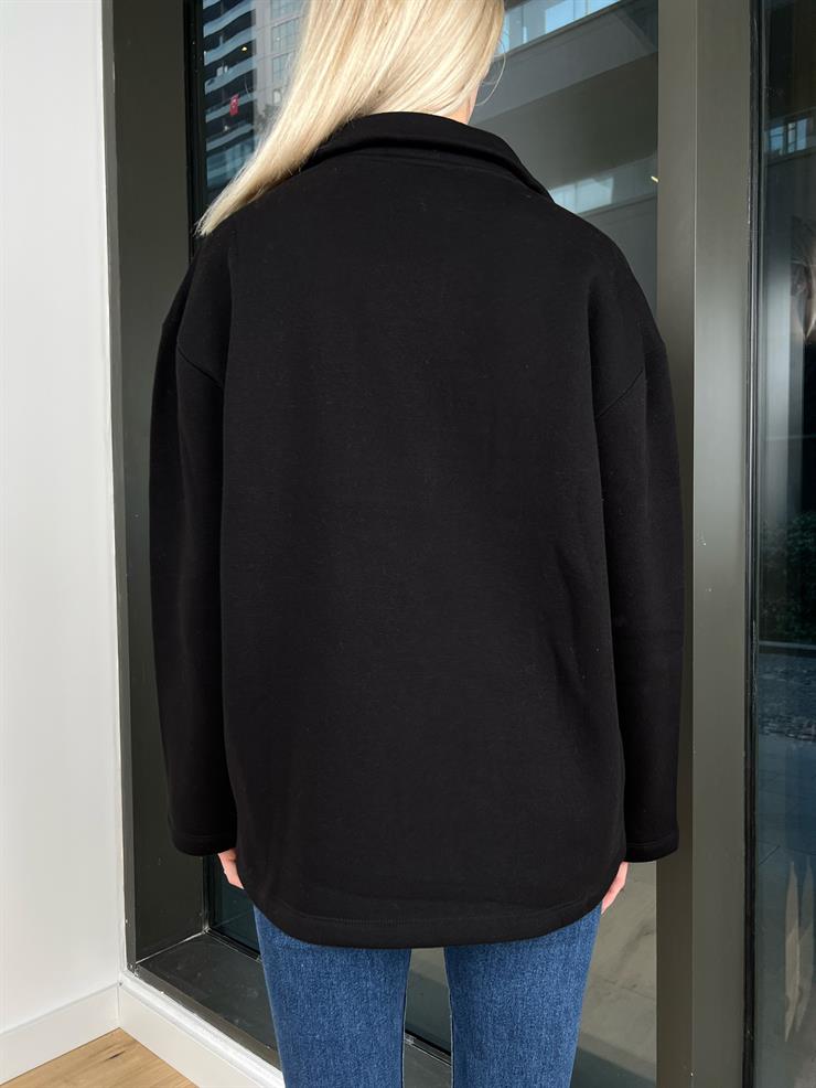 Önü Çıtçıt Detaylı Julieta Kadın Siyah Sweatshirt 24k000049