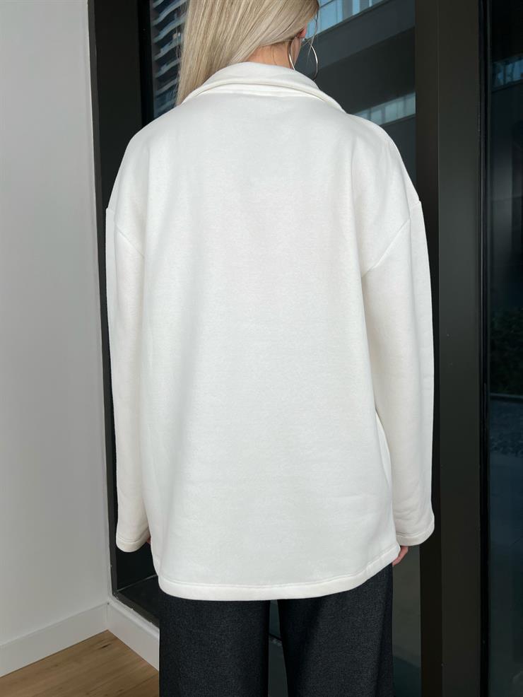 Önü Çıtçıt Detaylı Julieta Kadın Ekru Sweatshirt 24k000049