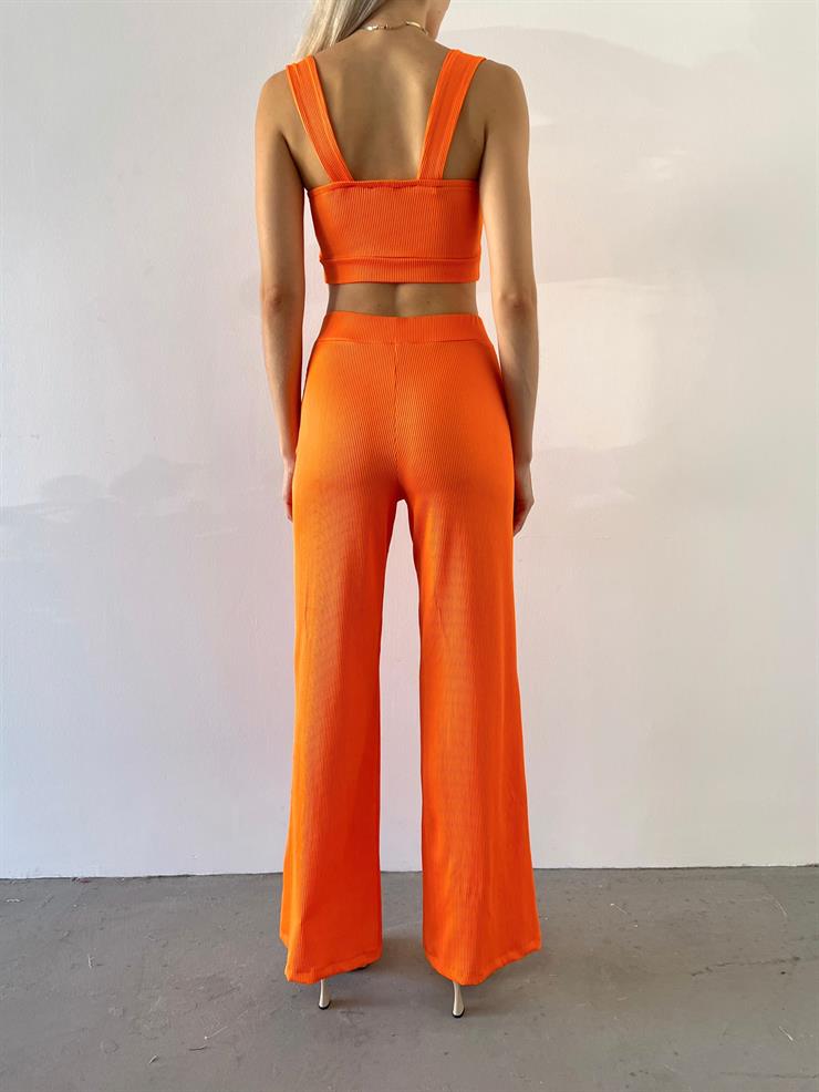 Kalın Askılı Fitilli Halka Detaylı Turuncu Bluz 23Y000487