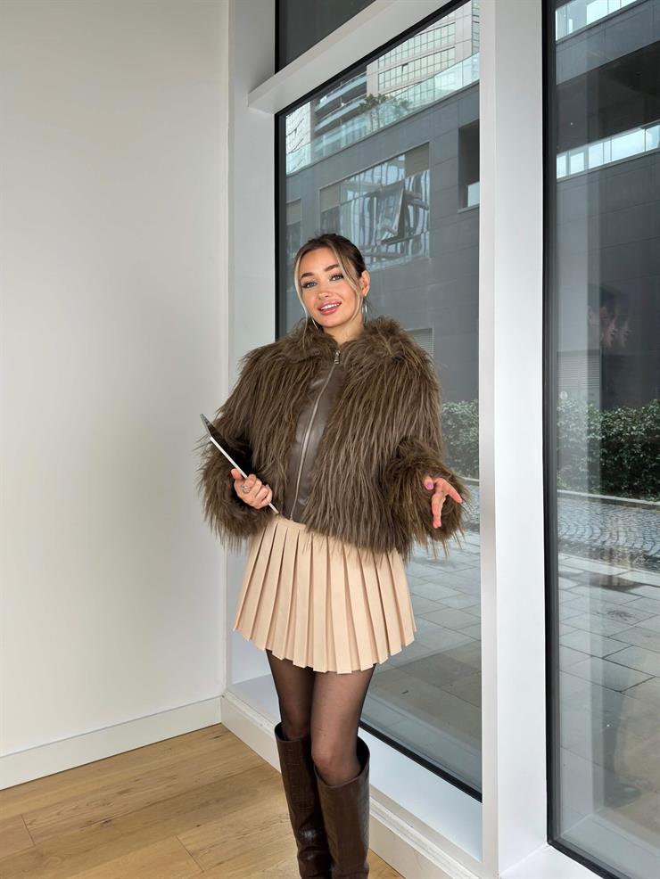 Saçaklı Kalina Kahve Kadın Kürk 25K402