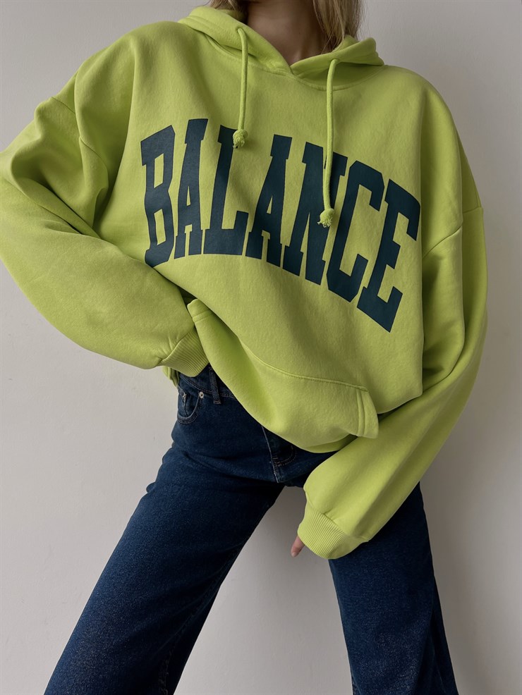 Kapüşonlu Balance Yazılı Emerson Kadın Neon Sweatshirt 23K000150