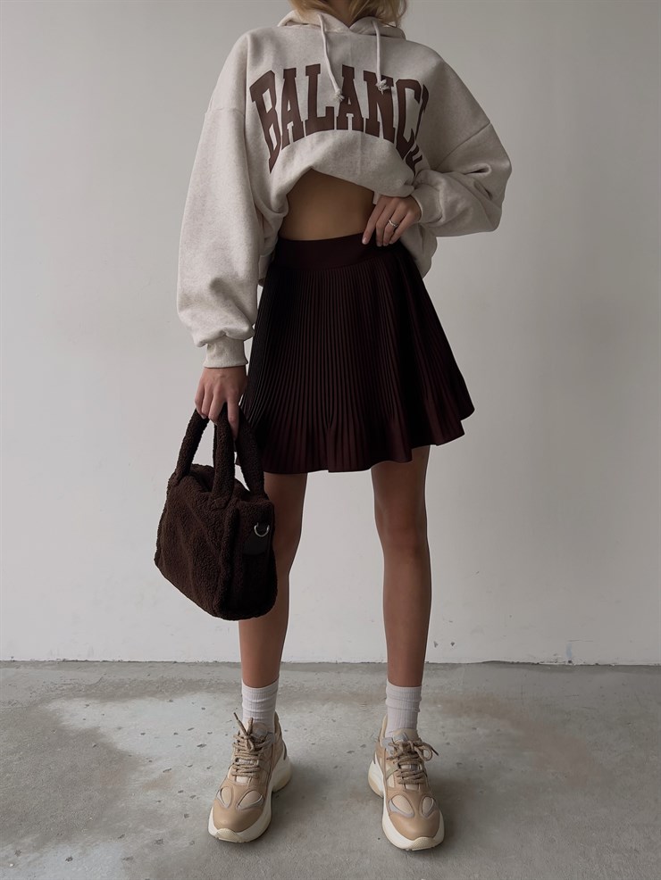 Kapüşonlu Balance Yazılı Emerson Kadın Bej Sweatshirt 23K000150