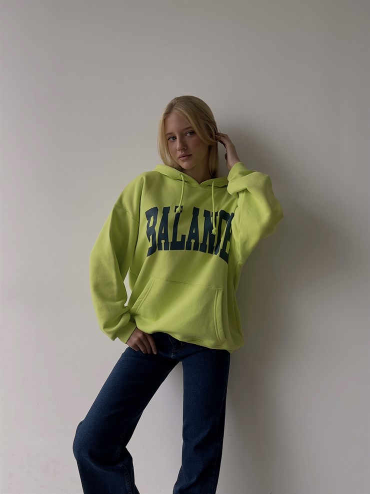 Kapüşonlu Balance Yazılı Emerson Kadın Neon Sweatshirt 23K000150