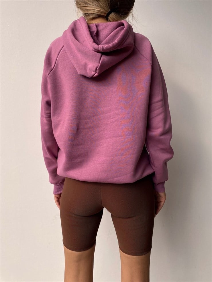 Kapüşonlu Kanguru Cepli Kadın Lila Sweat 22K000124