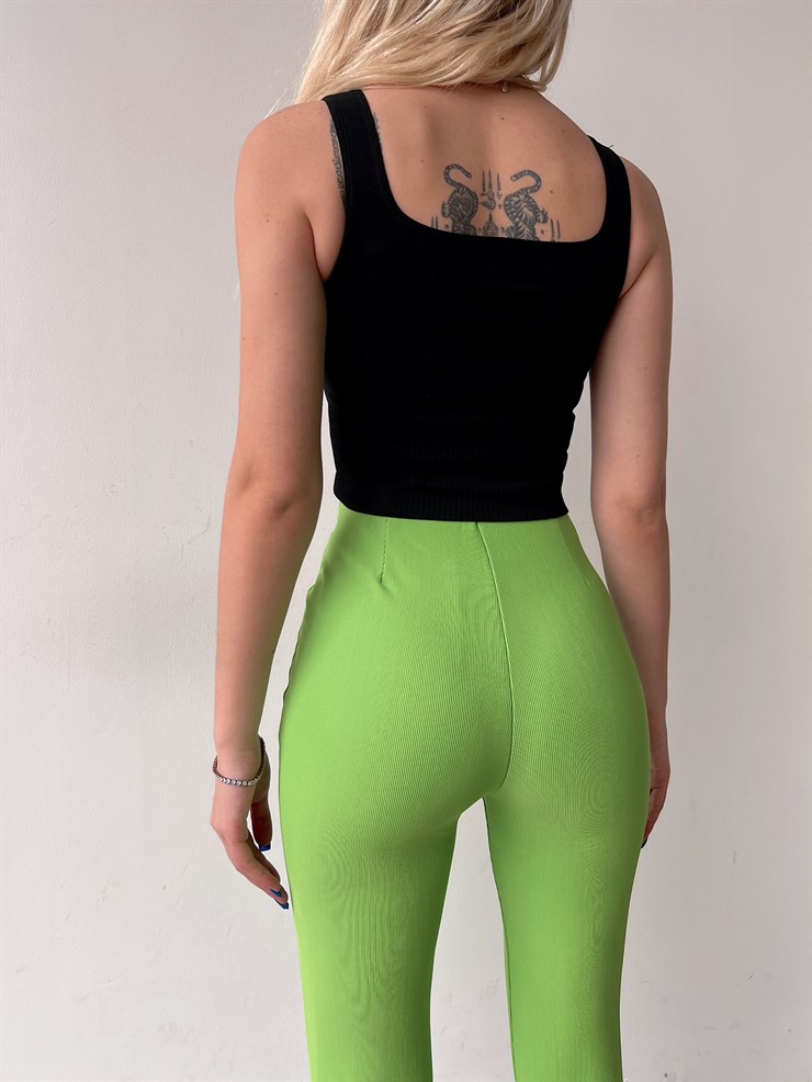 Kare Yaka Beli Lastikli Devon Kadın Siyah Crop 22K000626