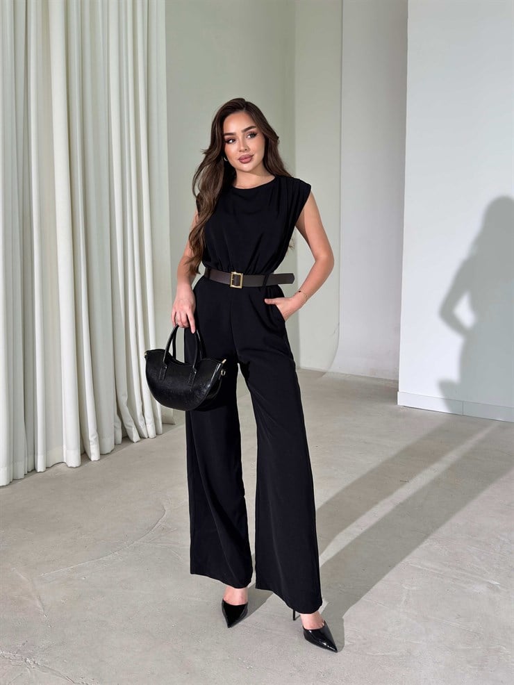 Drape Detaylı Kemerli Haki Keely Kadın Tulum 26Y386