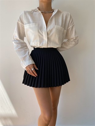 Büyük Cepli Keten Karışımlı Kadın Taş Renk Gömlek 20Y000045