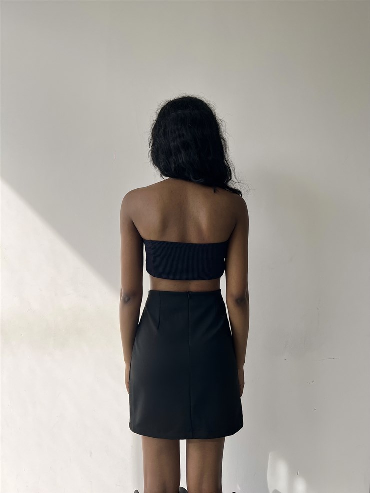 Yüksek Bel Arkadan Fermuarlı Kiley Kadın Siyah Etek 22K000546