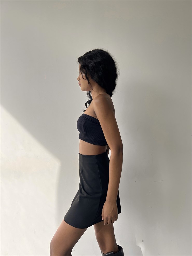 Yüksek Bel Arkadan Fermuarlı Kiley Kadın Siyah Etek 22K000546