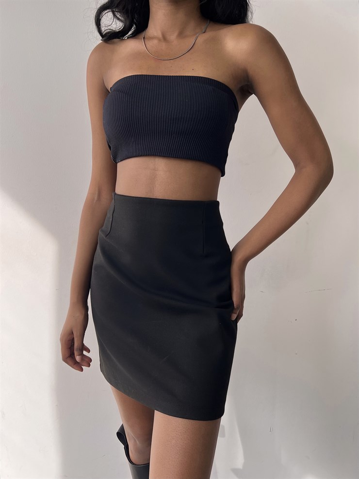 Yüksek Bel Arkadan Fermuarlı Kiley Kadın Siyah Etek 22K000546