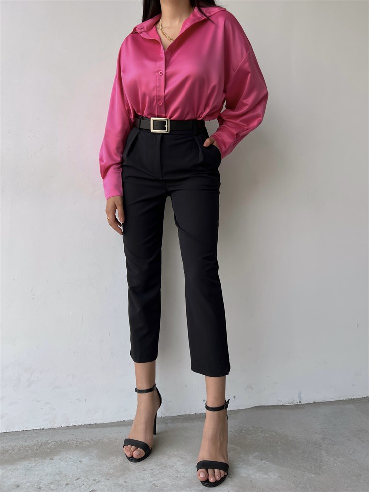 Klasik Kesim Yüksek Bel Pileli Holly Kadın Siyah Pantolon 22Y000147