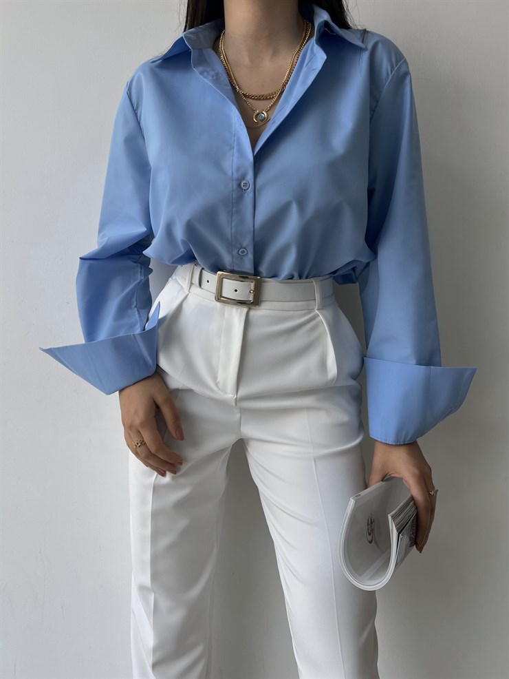 Klasik Kesim Yüksek Bel Pileli Holly Kadın Beyaz Pantolon 22Y000147