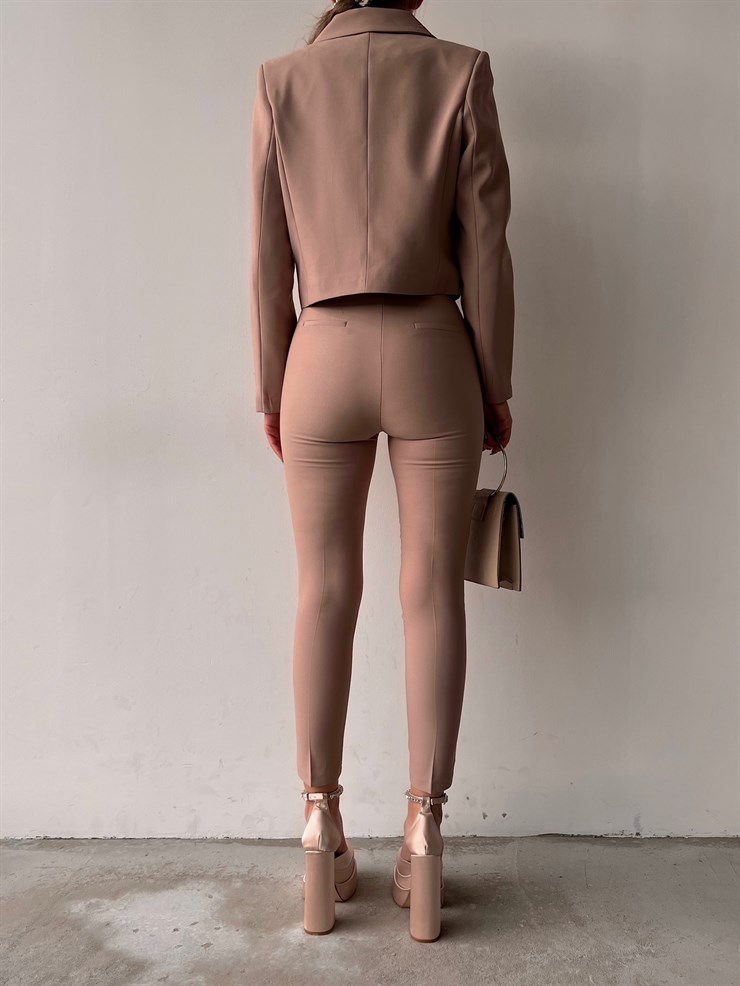 Klasik Yüksek Bel Sarah Kadın Vizon Pantolon 22Y000056