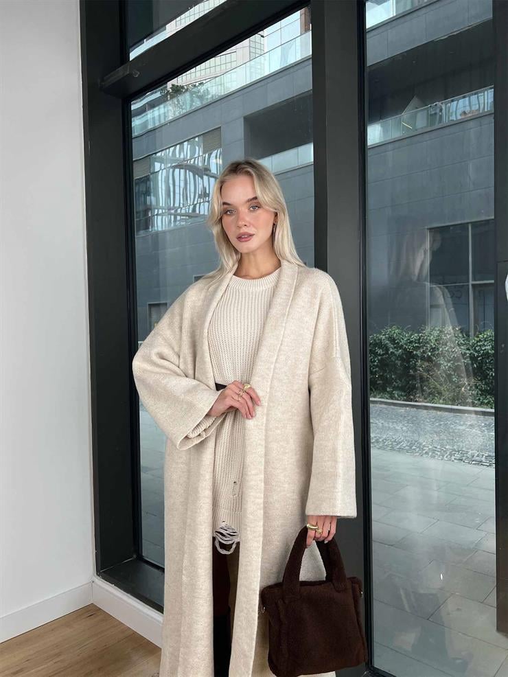 Kolları Bol Alens Kadın Taş Salaş Triko Hırka 24k000176