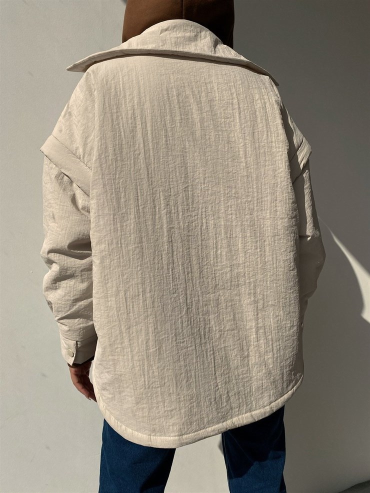 Kolları Çıkartılabilir Cepli Tiger Kadın Bej Renk Ceket 22K000054