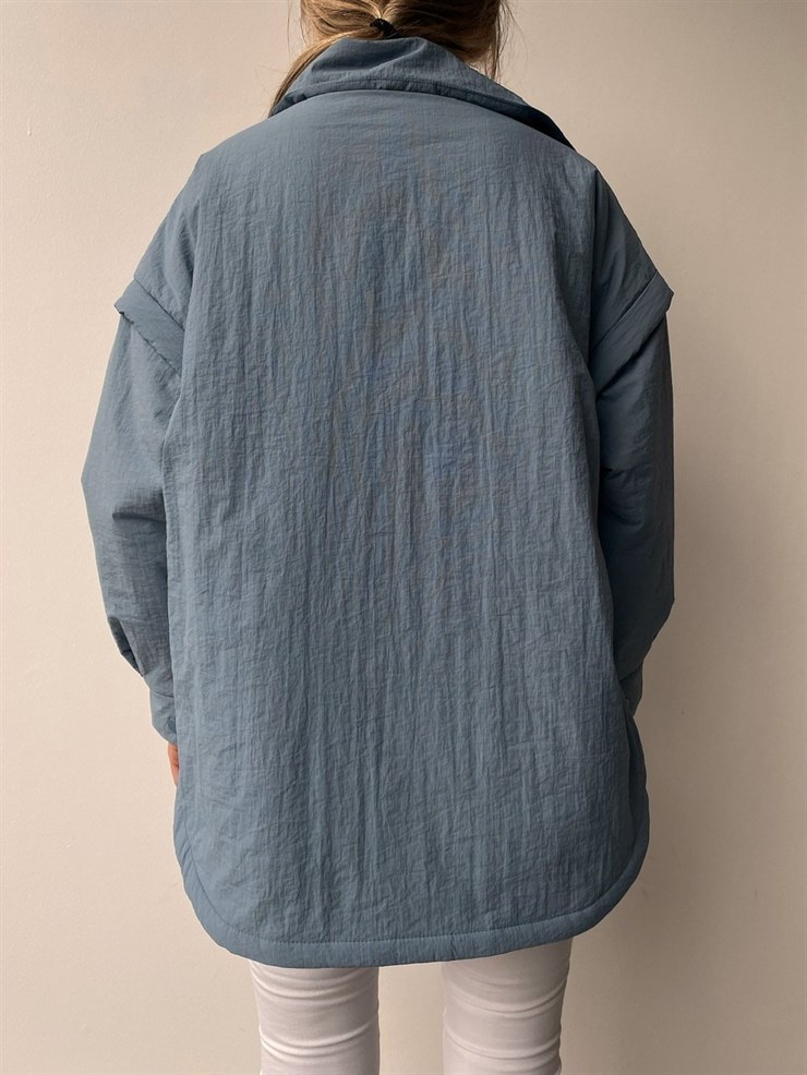 Kolları Çıkartılabilir Cepli Tiger Kadın Mavi Ceket 22K000054