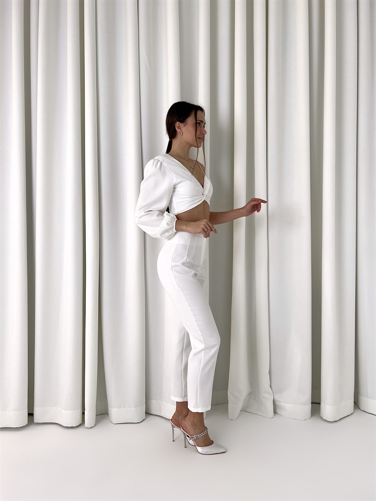 Tek Kol Alt Yüksek Bel Kornelije Kadın Beyaz İkili Takım 23K000416