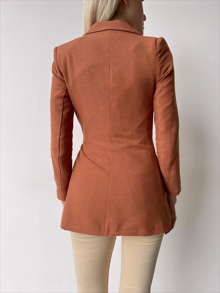 Kruvaze Yaka Yandan Bağlamalı Litzy Kadın Taba Ceket 23Y000022