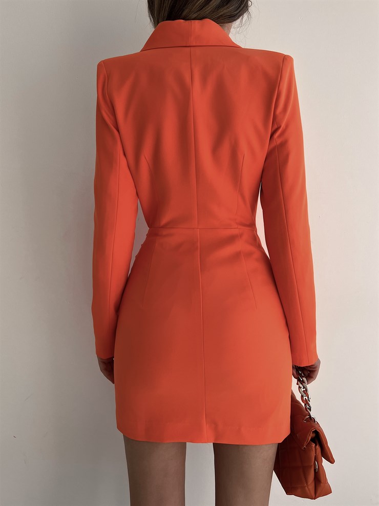 Kruvaze Yanı Toka Detaylı Libby Kadın Turuncu Ceket Elbise 22Y000129