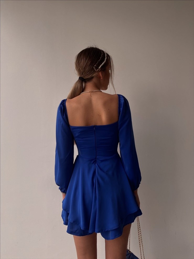 Kuruvaze Eteği Volanlı Riley Kadın Saks Tulum 22K000372