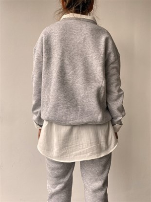 LA Lakers Baskılı Kadın Gri Sweatshirt 22K000156