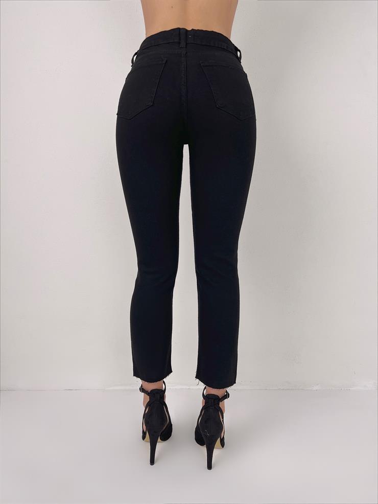 Orta Bel Ladre Kadın Antrasit Paçası Geniş Jean 23K000393