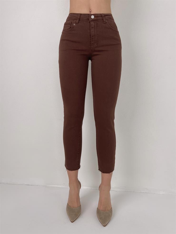 Orta Bel Ladre Kadın Kahve Paçası Geniş Jean 23K000393