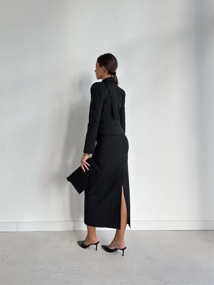 Düğmeli Vatka Detaylı Landi Antrasit Kadın Ceket 26K031