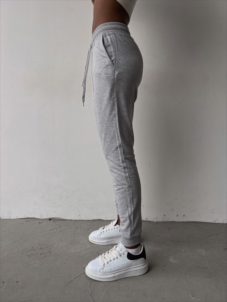 Bel Lastikli Yanları Cepli Lehman Kadın Gri Eşofman 23K000280