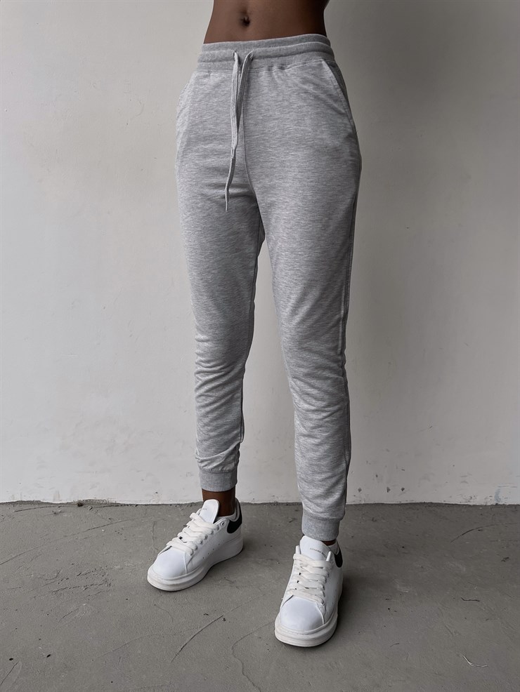 Bel Lastikli Yanları Cepli Lehman Kadın Gri Eşofman 23K000280